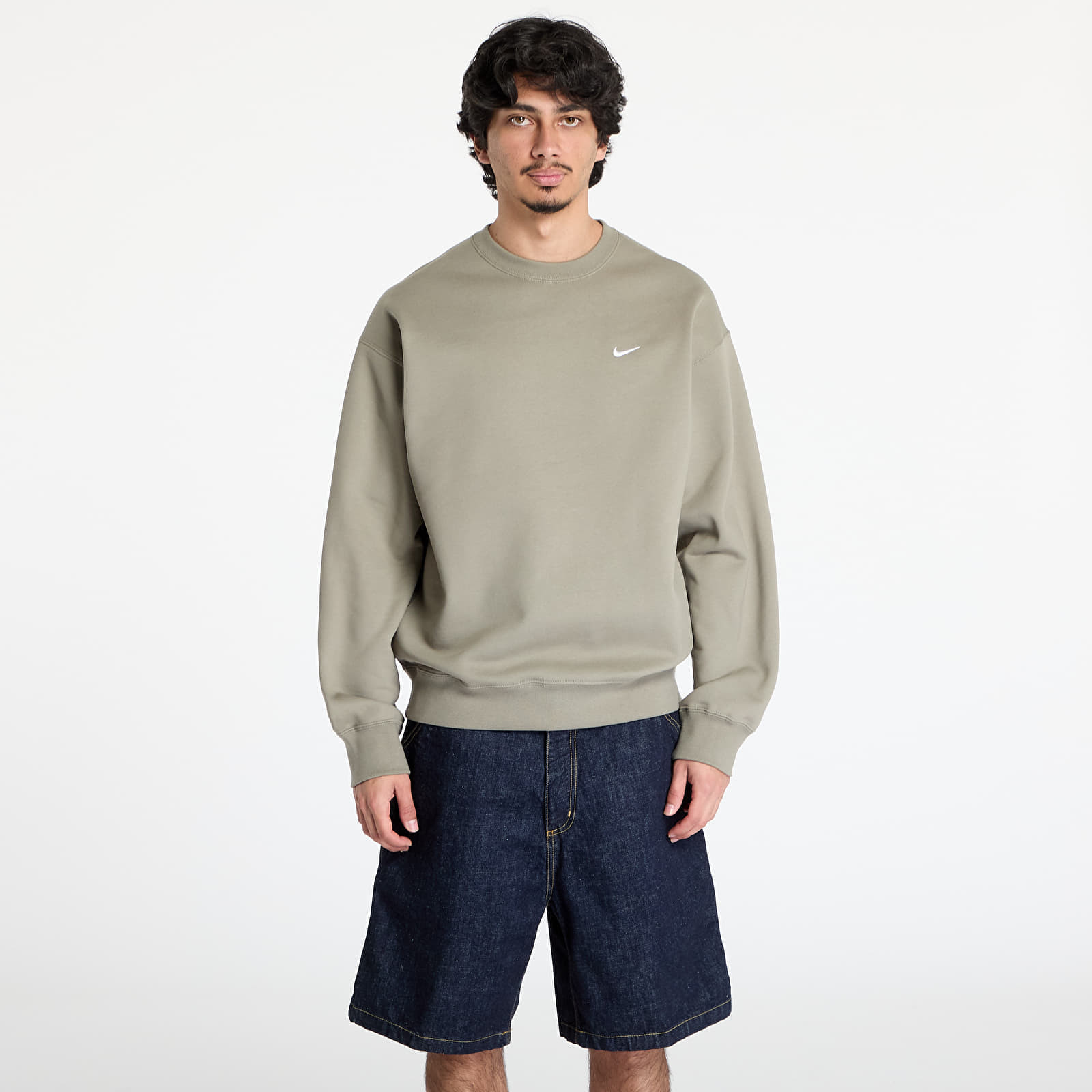 Mikina Nike Solo Swoosh Men's Fleece Crew Light Army/ White XS