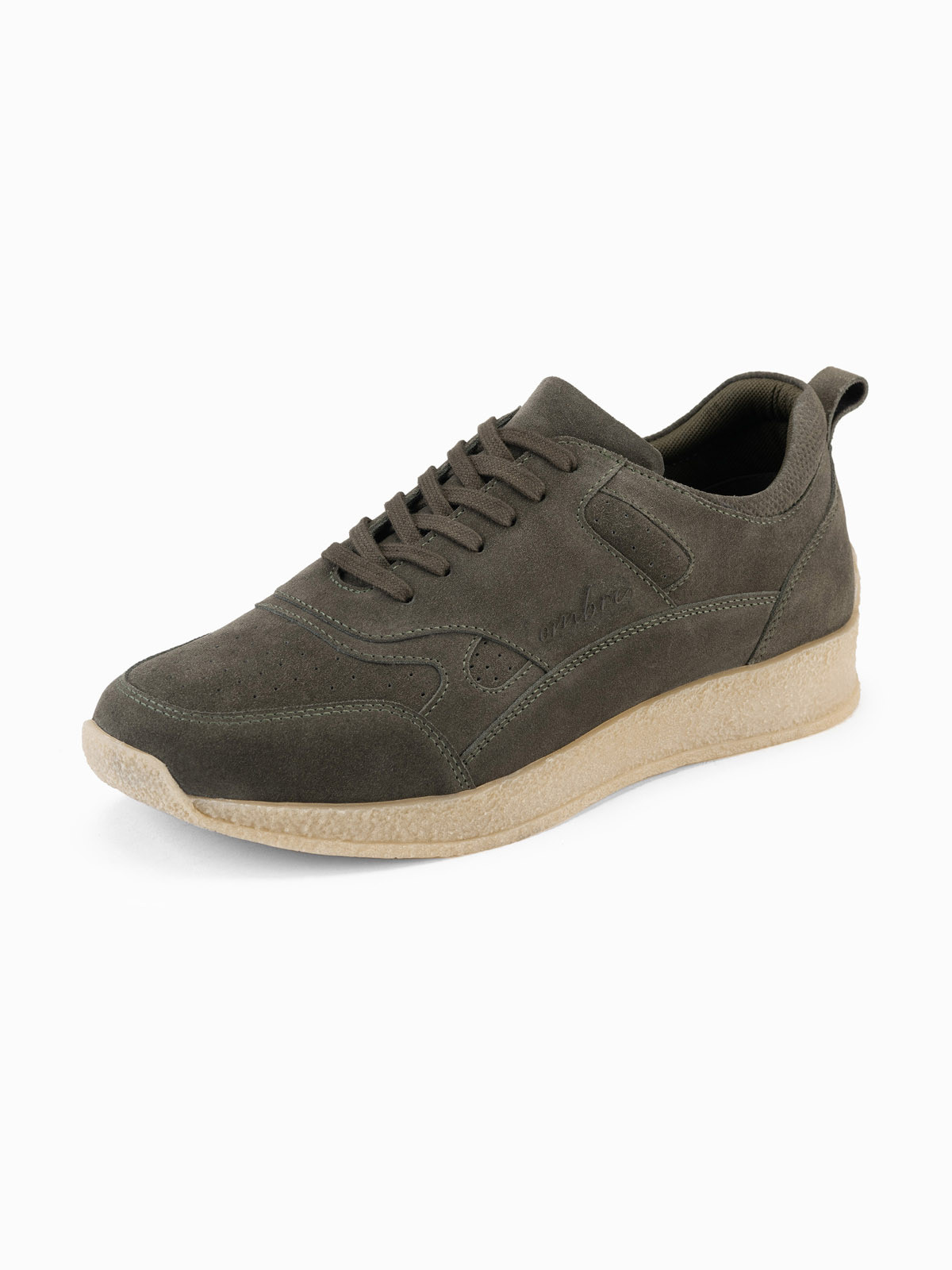 Ombre Lightweight suede men's sports style sneakers - olive