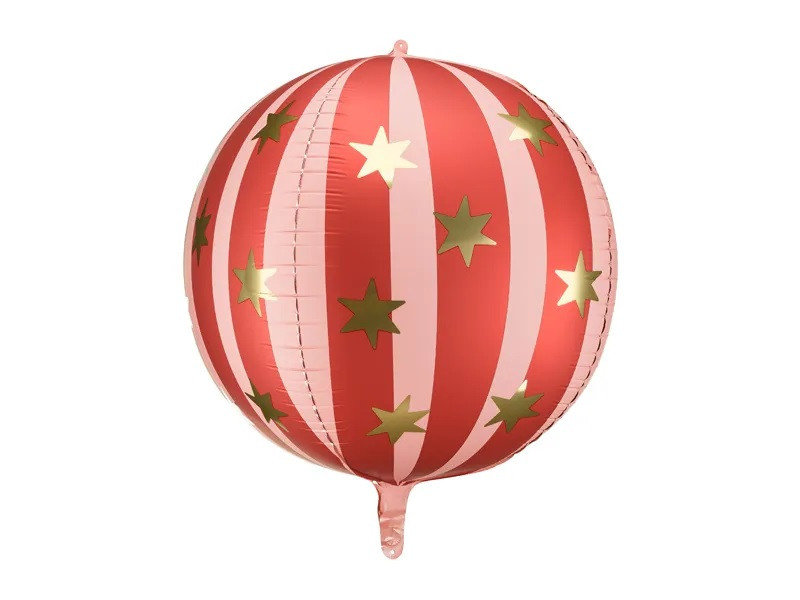 PartyDeco Fóliový balón - Star ball červený 50 cm