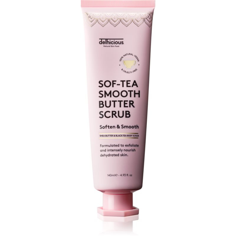 delhicious Sof-Tea Smooth Butter Scrub hydratačný telový peeling s exfoliačným účinkom 140 ml