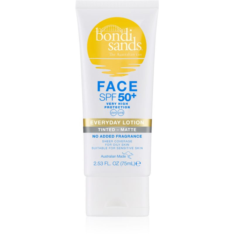 Bondi Sands SPF 50+ Everyday Face Lotion ochranný tónovací krém na tvár pre matný vzhľad SPF 50+ 75 ml