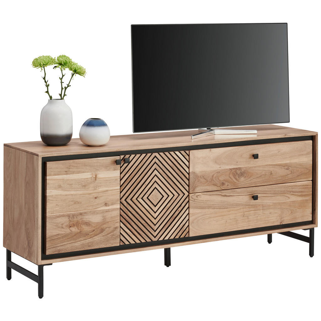 Ambia Home NÍZKA KOMODA, akácia, čierna, farba akácie, 160/65/40 cm