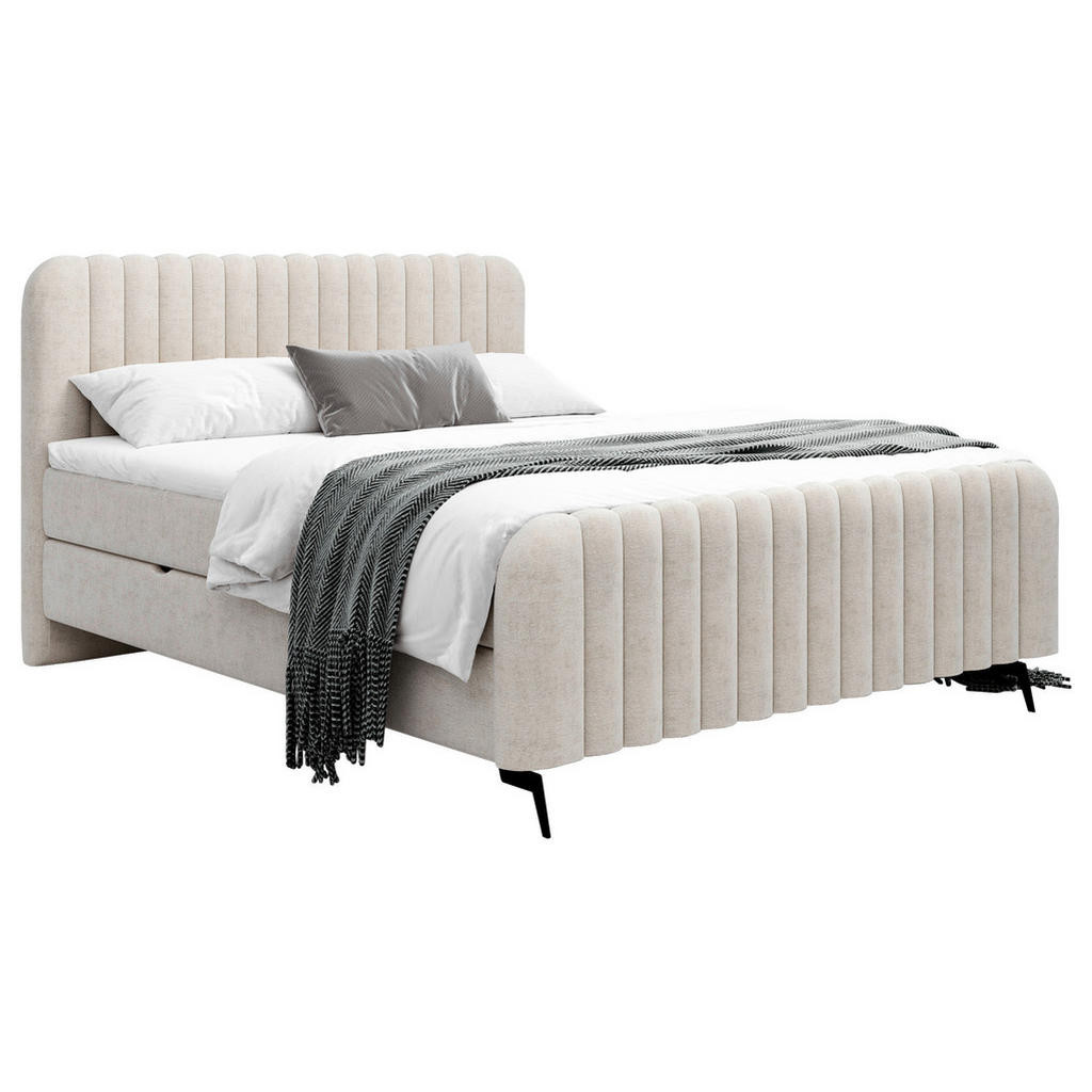 MID.YOU AMERICKÁ POSTEĽ, 180/200 cm, drevo, textil, kompozitné drevo, béžová