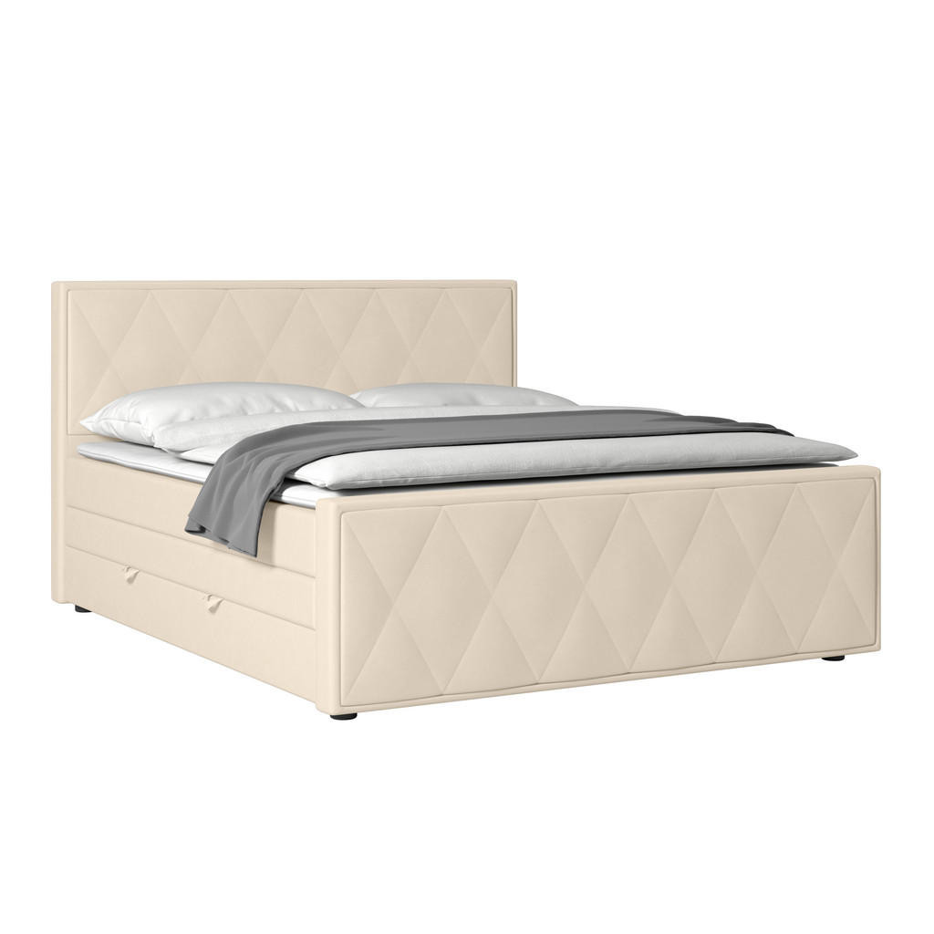 MID.YOU BOXSPRINGOVÁ POSTEĽ, 180/200 cm, kov, plast, textil, kartón, kompozitné drevo, biela