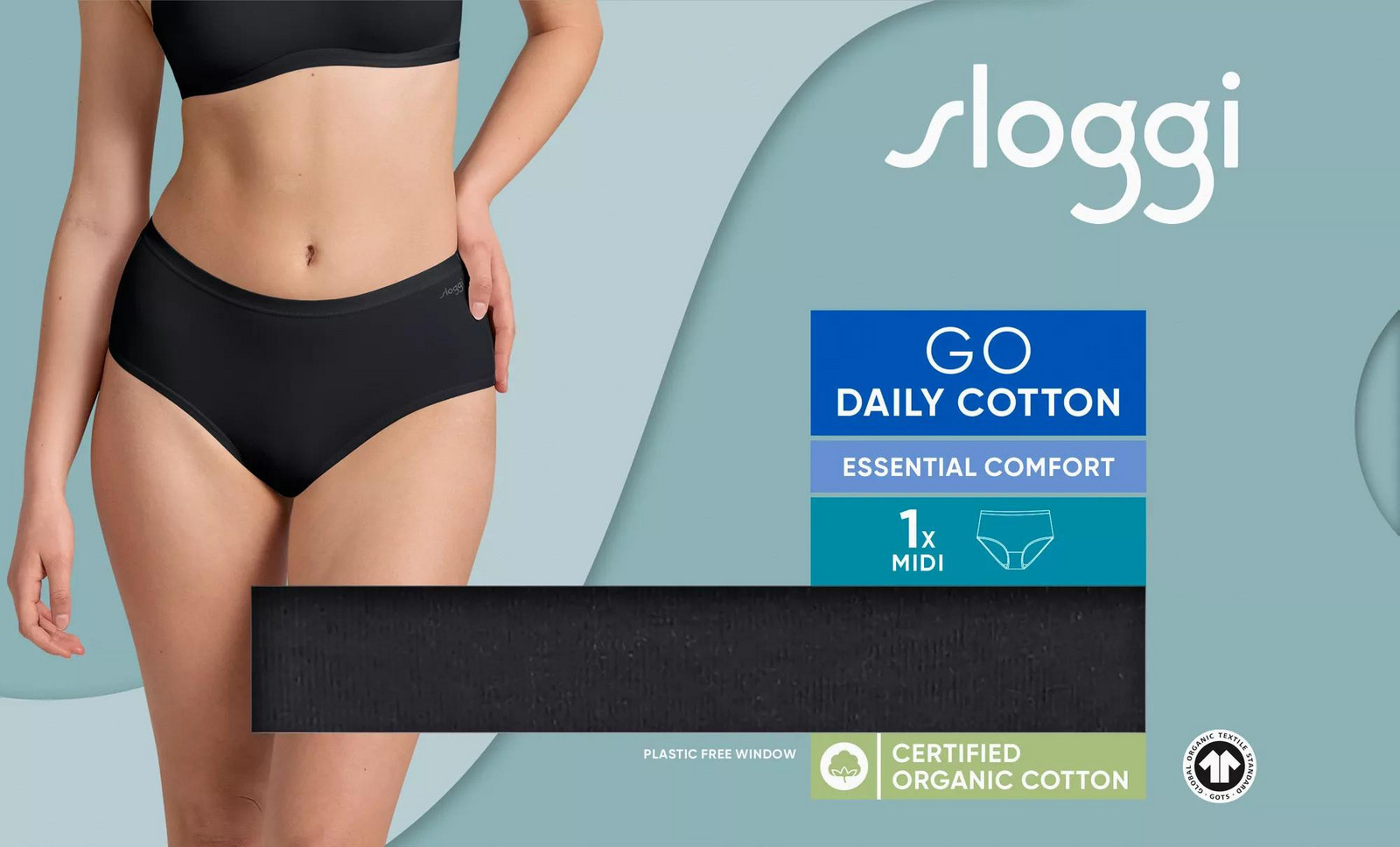 Dámske bavlnené midi nohavičky GO Daily - BLACK - black 0004 - SLOGGI BLACK XXL