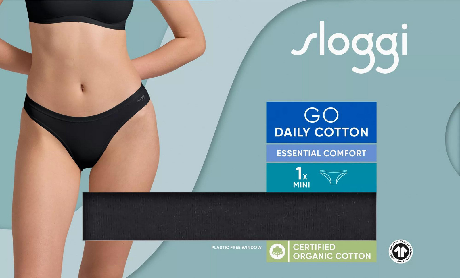 Dámske bavlnené mini nohavičky GO Daily - BLACK - black 0004 - SLOGGI BLACK S
