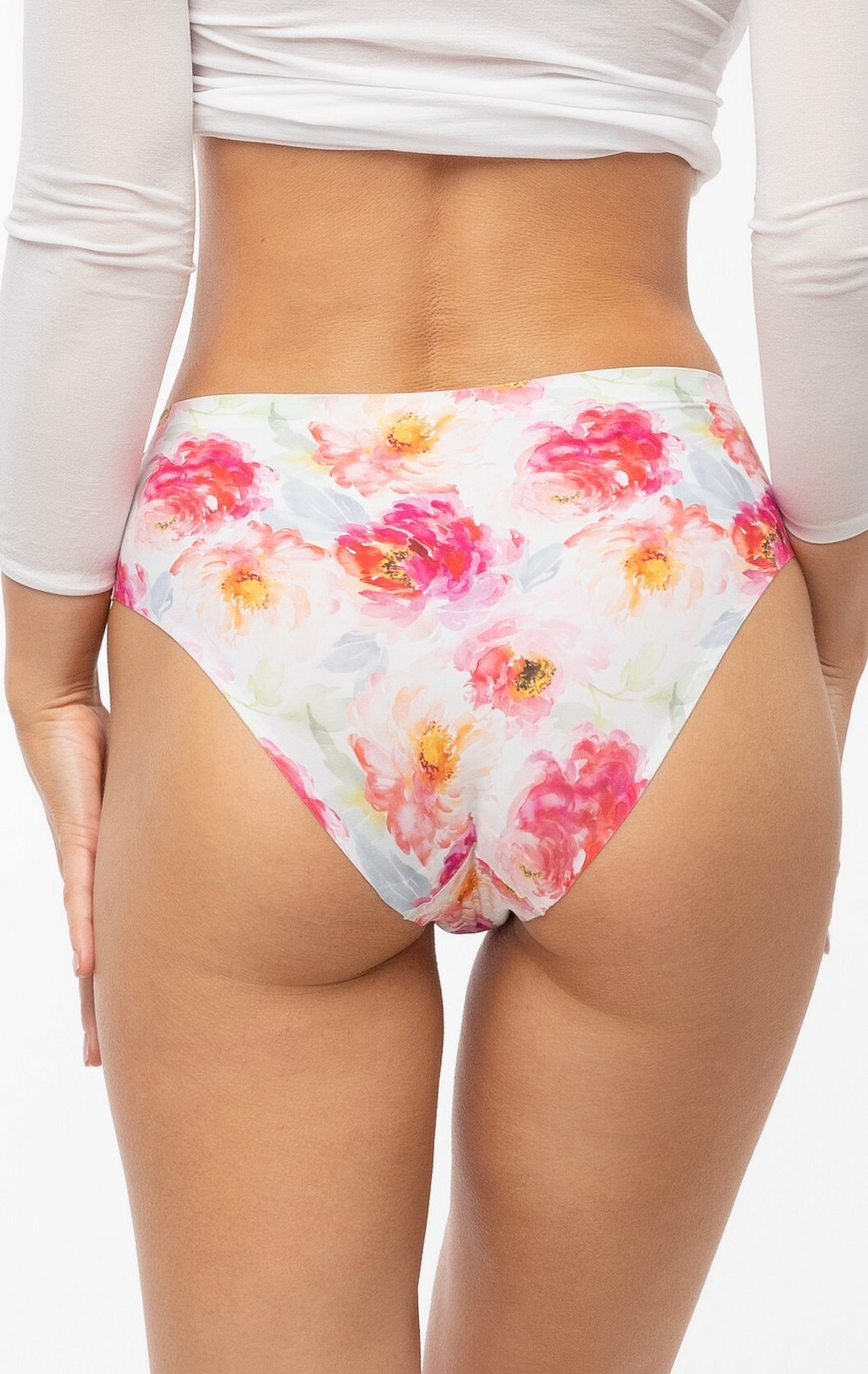 Julimex Peony Simple Classic nohavičky S-XL bílé květy S
