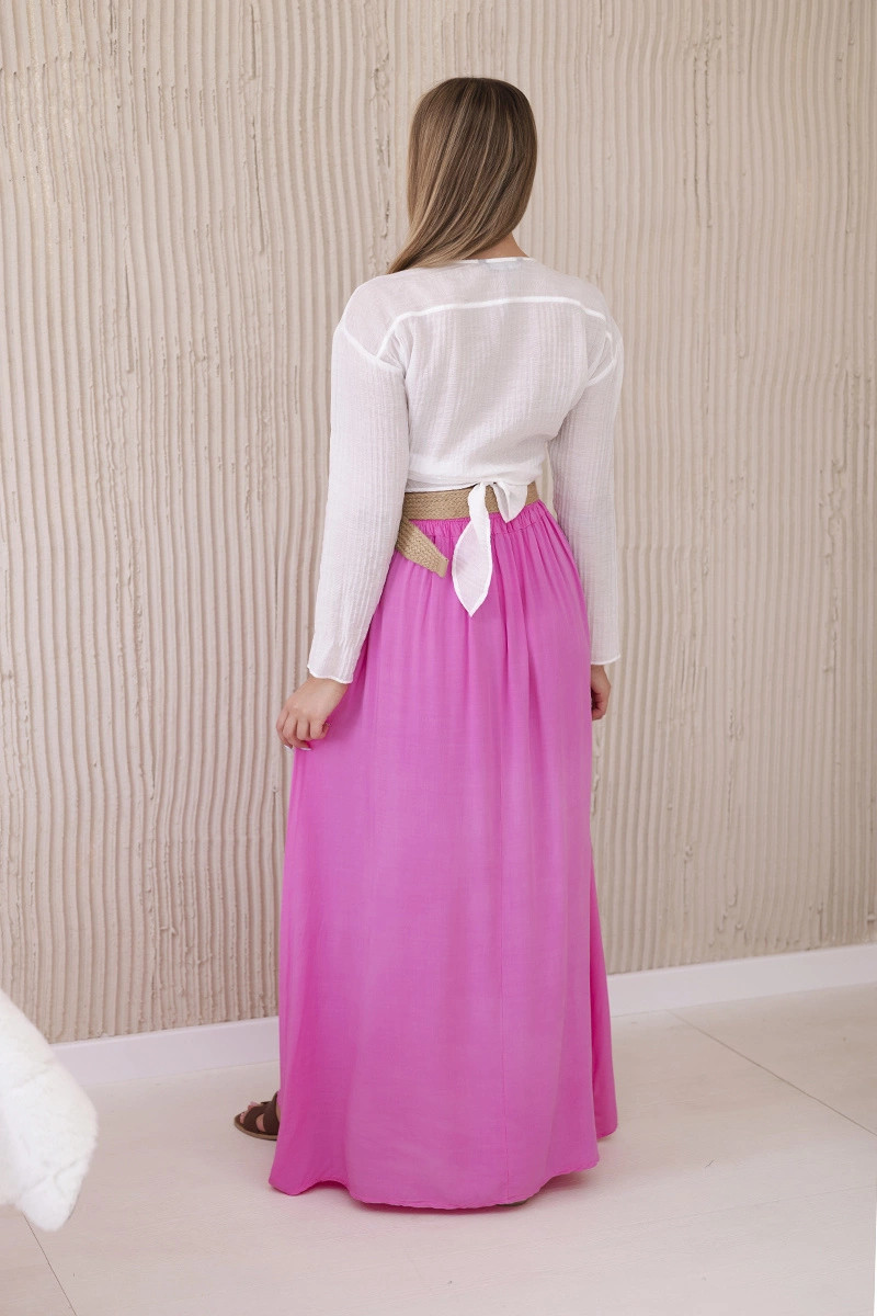 Viskózna sukňa s ozdobným pásom ružová UNI