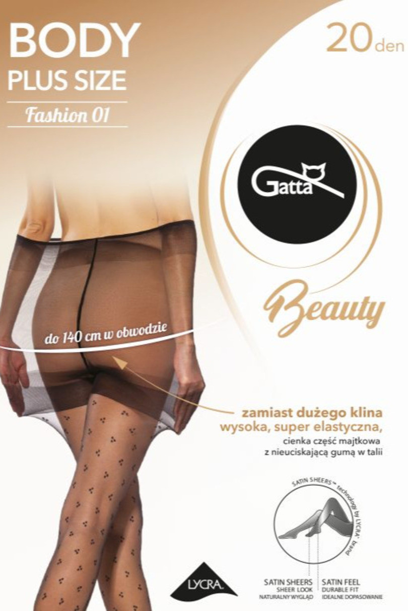 BODY PLUS SIZE FASHION- 01 VZOROVANÉ PANČUCHY nero 5 PLUS