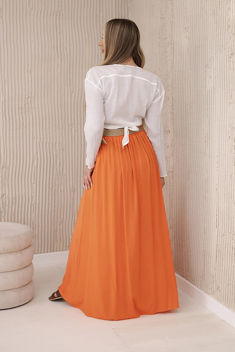 Viskózna sukňa s ozdobným oranžovým pásom UNI