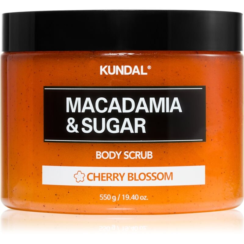 KUNDAL Macadamia&Sugar Body Scrub prírodný telový peeling s vôňou Čerešňového Kvetu 550 g