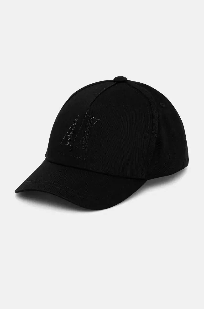 Bavlnená šiltovka Armani Exchange čierna farba, s nášivkou, XW000957 AF13846