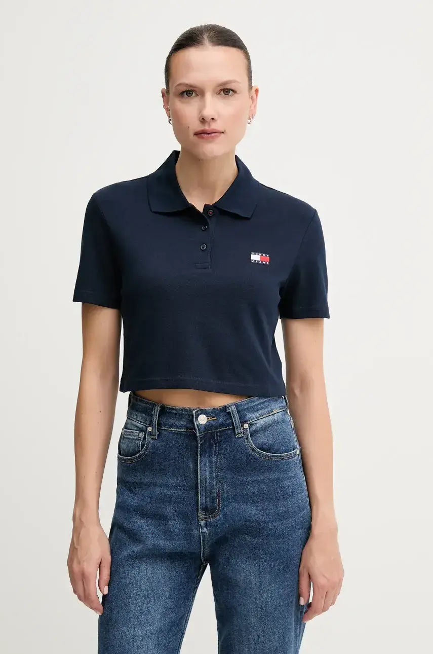 Polo tričko Tommy Jeans dámske, tmavomodrá farba, DW0DW21363