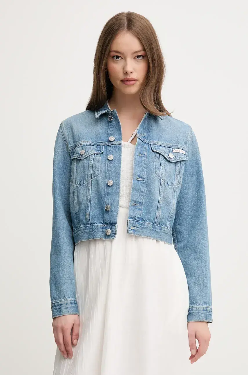 Rifľová bunda Calvin Klein Jeans prechodná, J20J225184
