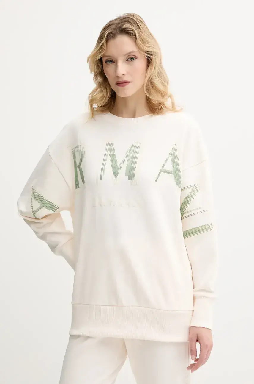 Bavlnená mikina Armani Exchange béžová farba, s nášivkou, XW000495 AF12739