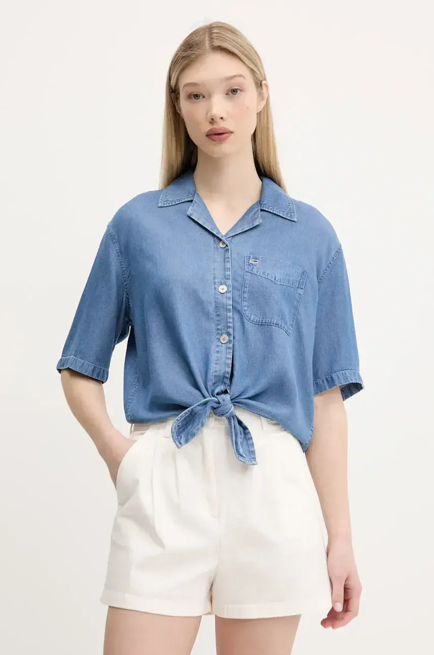 Košeľa Tommy Jeans voľný strih, s klasickým golierom, DW0DW20603
