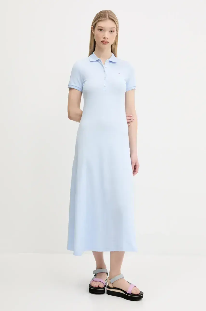 Šaty Tommy Jeans midi, áčkový strih, DW0DW20383