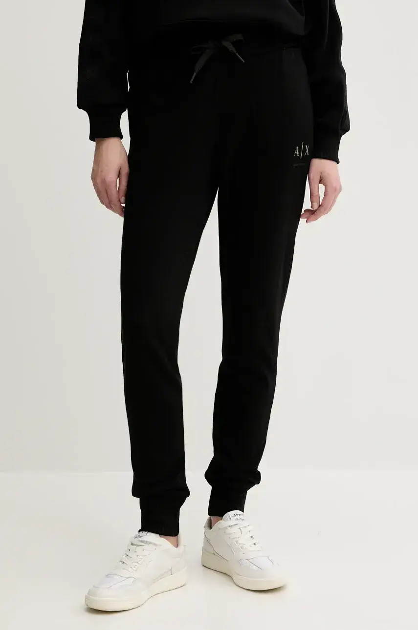 Bavlnené tepláky Armani Exchange čierna farba, jednofarebná, XW000497 AF12739