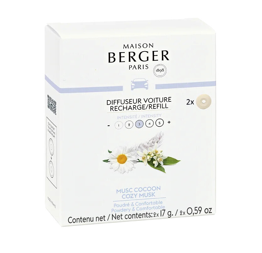 Maison Berger Paris Náhradná náplň do difuzéra do auta Cozy Musk (Car Diffuser Recharge/Refill) 2 ks