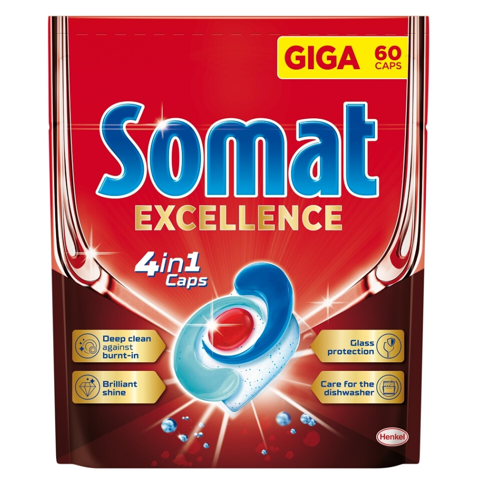 SOMAT Excellence 4in1 Kapsuly do umývačky 60 kusov