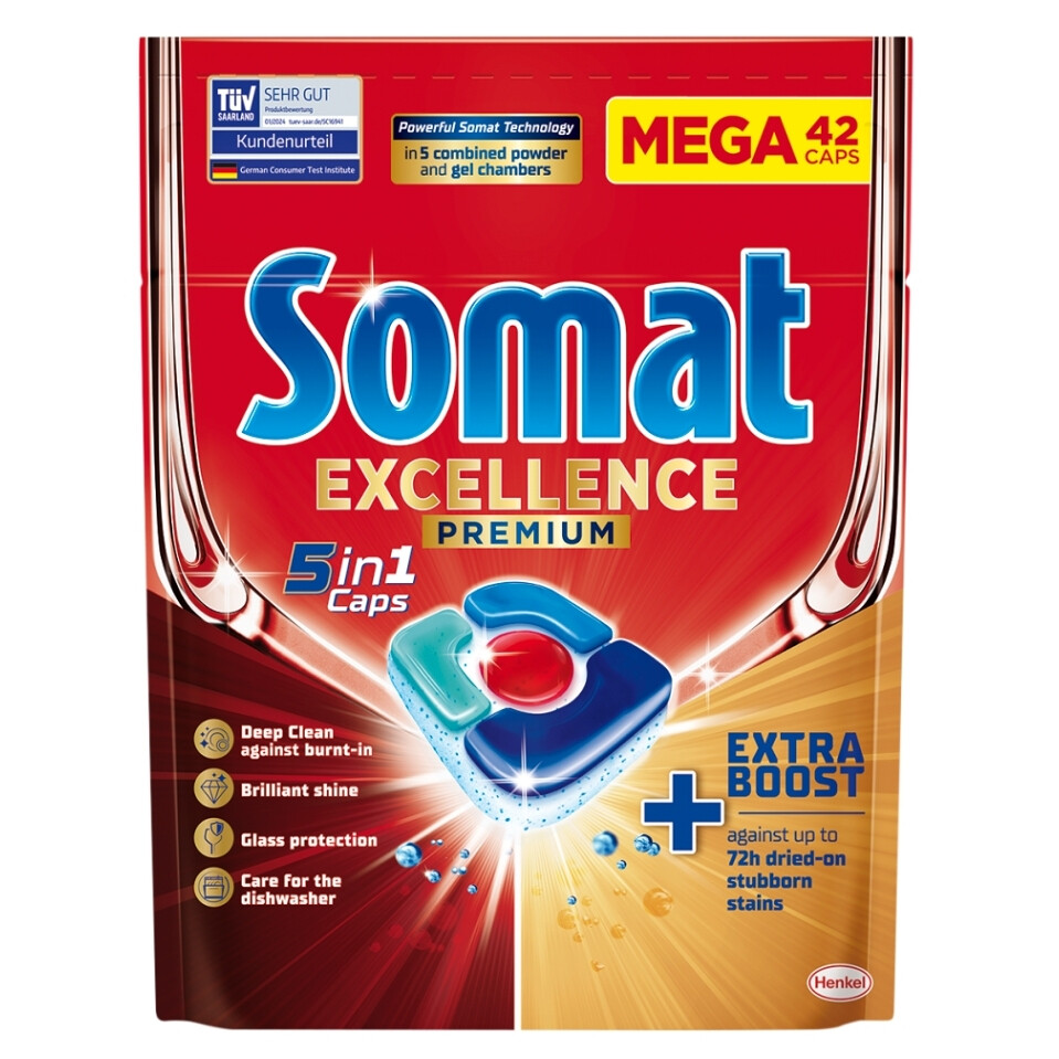 SOMAT Excellence Premium 5in1 Kapsule do umývačky 42 kusov