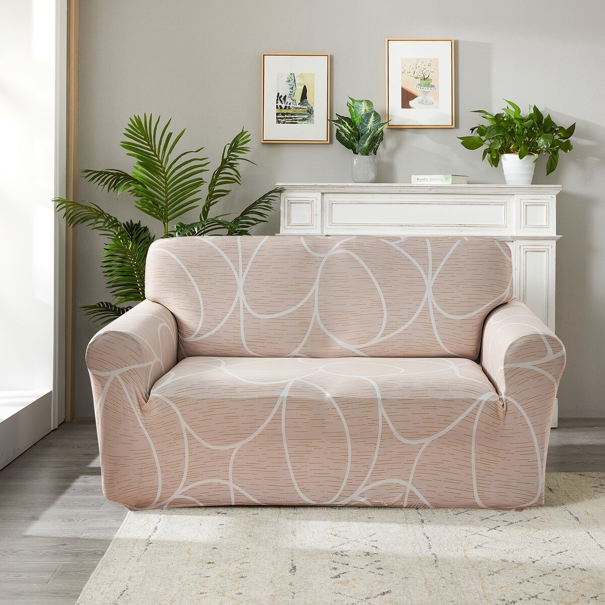 4Home Napínací poťah na sedačku Abstract béžová, 190-230 cm + obliečka na vankúšik zadarmo, 190-230 cm