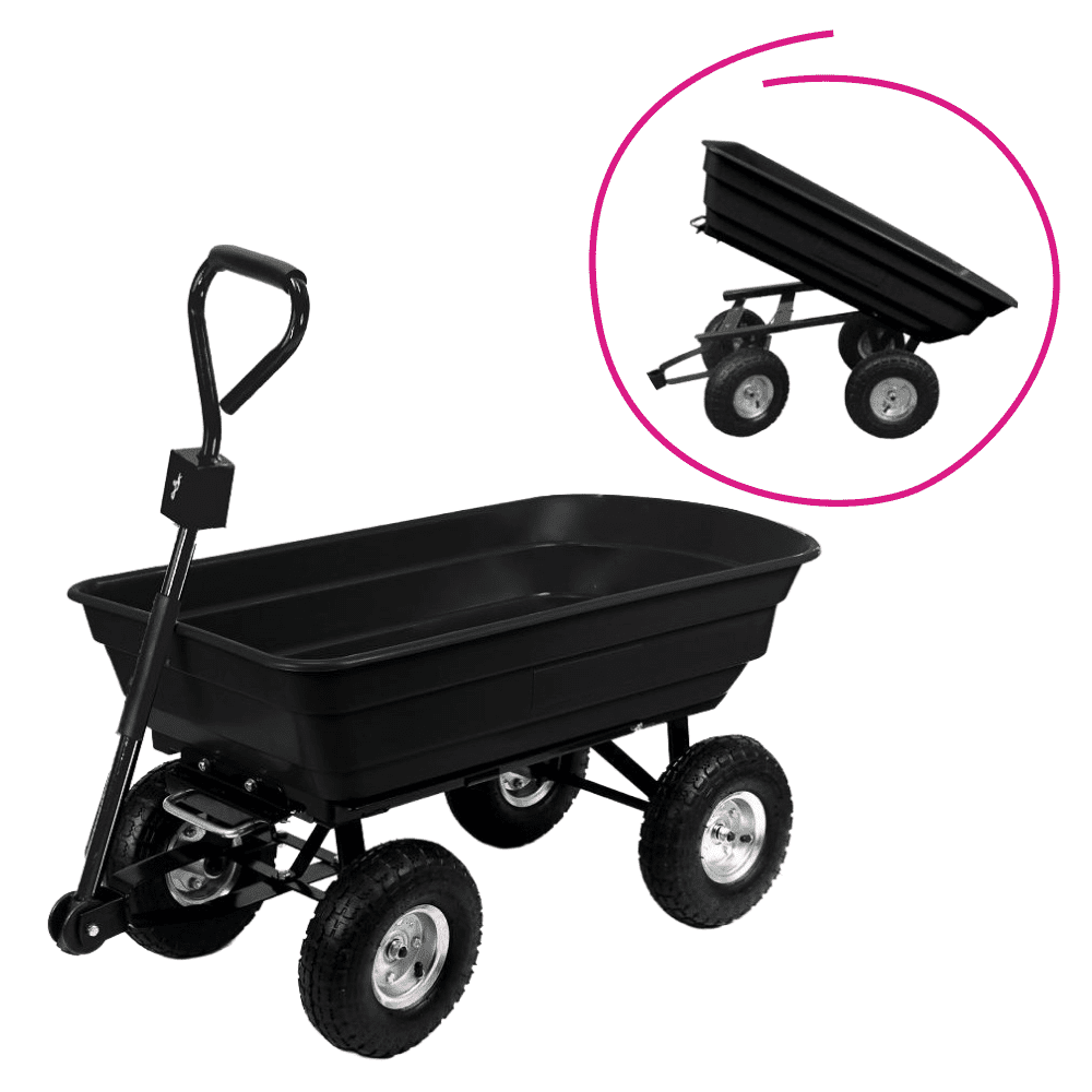 Záhradný vozík, vyklápací, čierna, BABAR