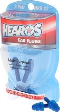 HEAROS Multi-Purpose Series Ear Plugs Blue NRR 27dB 2 Pairs