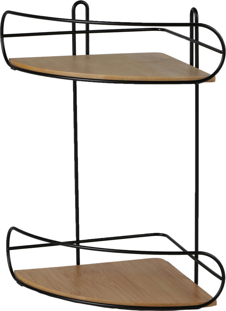 DOCHTMANN Rohová polička 2 patra - kov, bambus černá 20 × 20 × 33 cm
