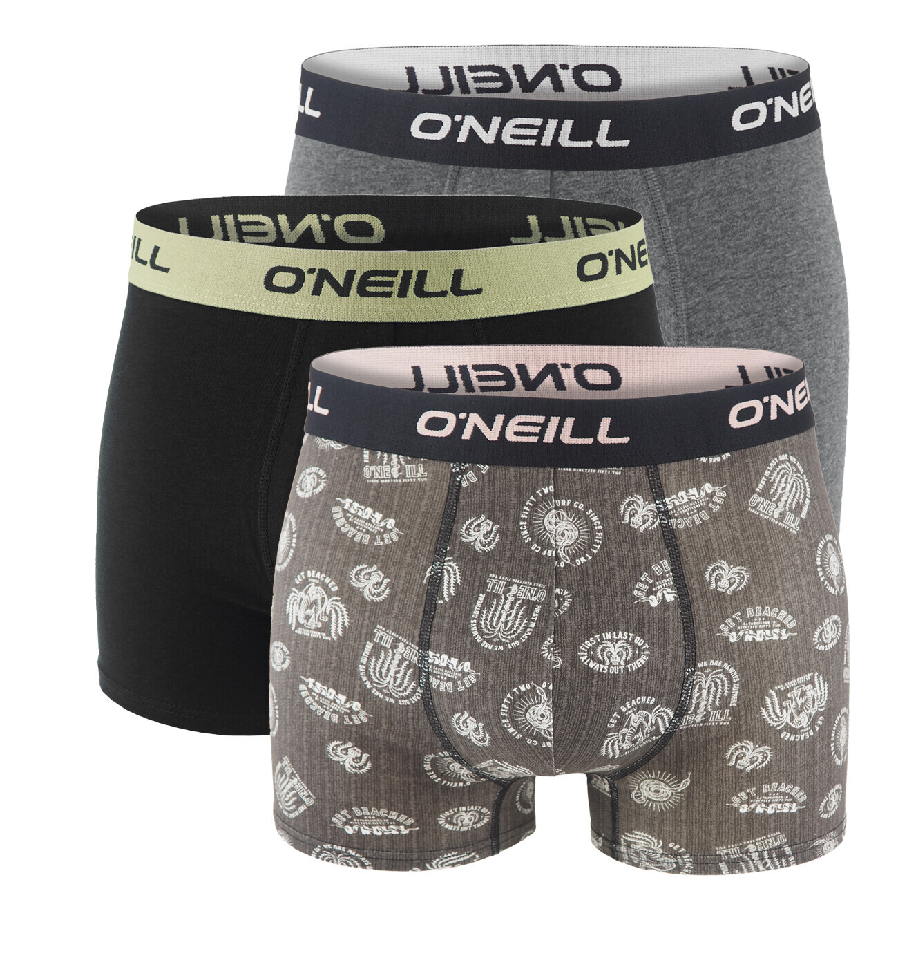 O'NEILL - boxerky 3PACK cotton stretch get beached & black combo - limitovana edicia