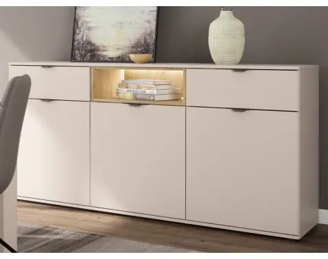 Široká komoda Avola, 180 cm, béžová kašmír/dub cremona%