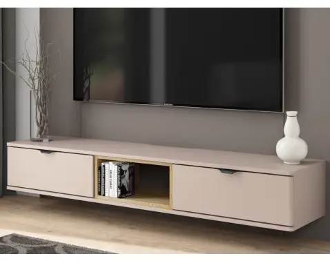 Závesný TV stolík Avola, béžová kašmír/dub cremona%
