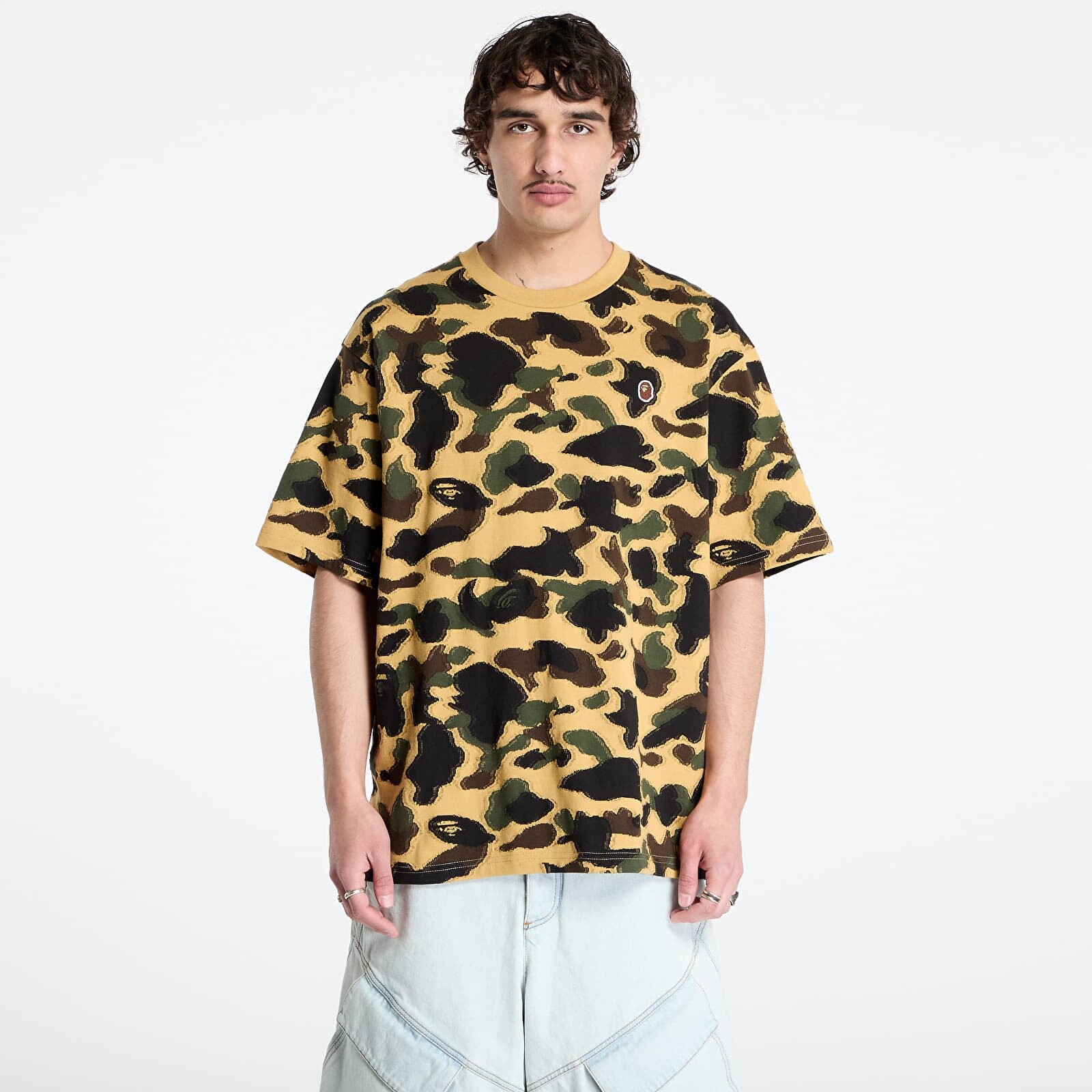 Tričko A BATHING APE 1St Camo Jacquard Ape Head Relaxed Fit Tee UNISEX Yellow M