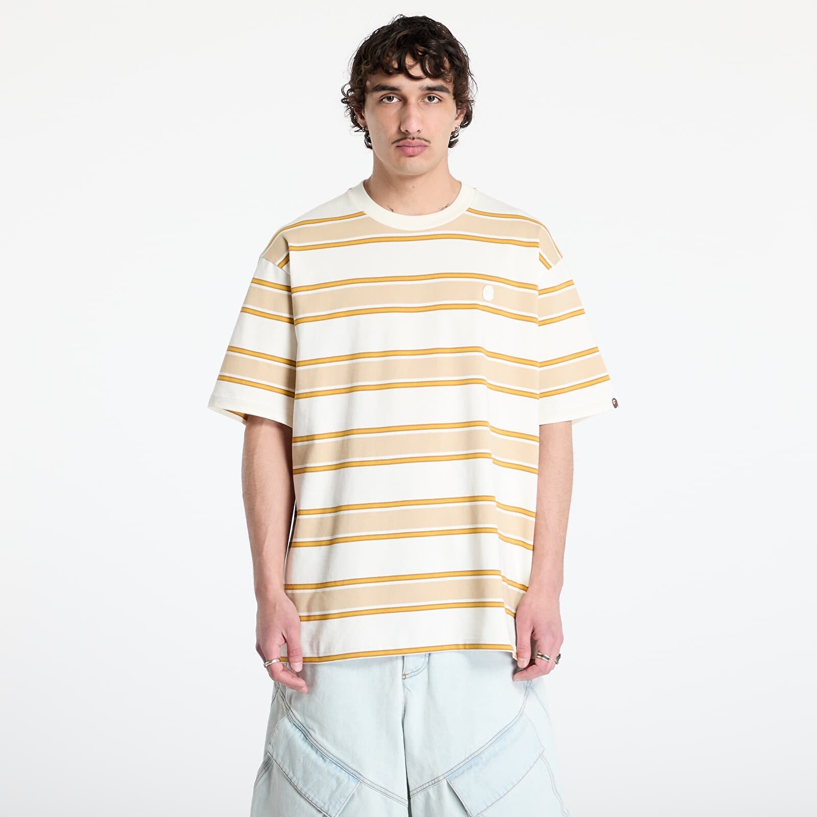 Tričko A BATHING APE One Point Strip Relaxed Fit Tee UNISEX Ivory M