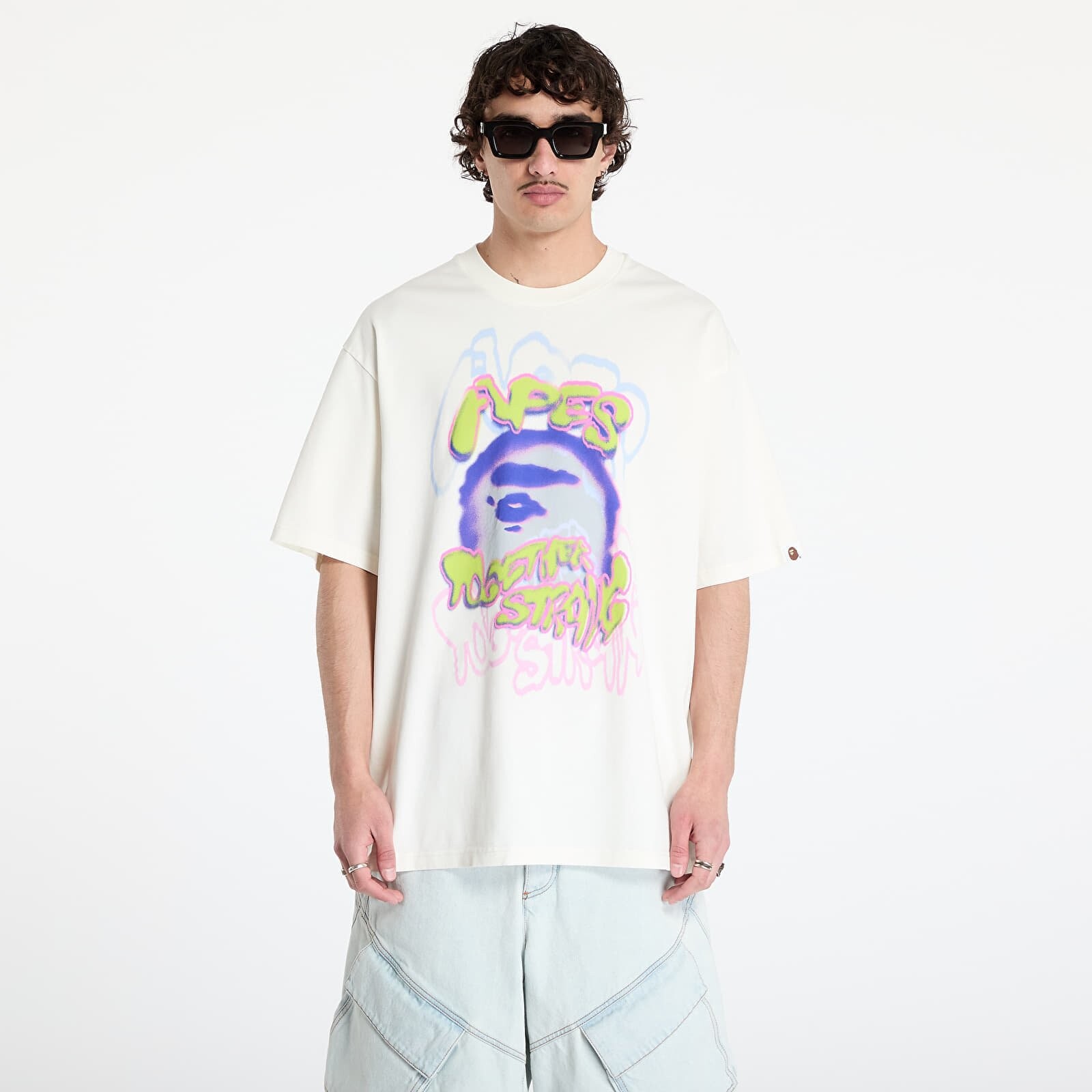 Tričko A BATHING APE Heavy Washed Logo Relaxed Fit Tee UNISEX Ivory M
