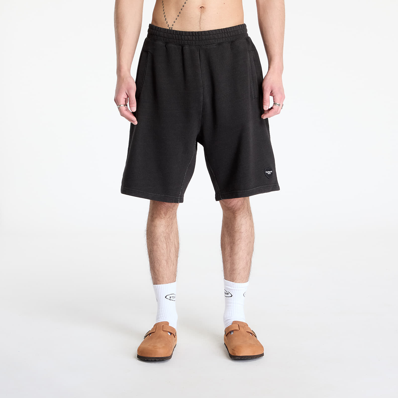 Šortky Carhartt WIP Ingo Sweat Short Black Garment Dyed XS