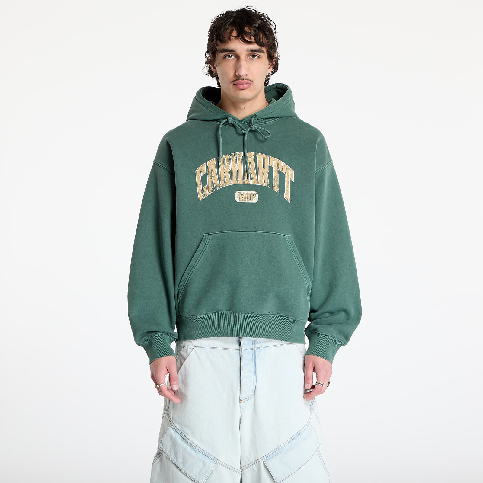 Mikina Carhartt WIP Hooded Library Sweat UNISEX Conifer Garment Dyed XS