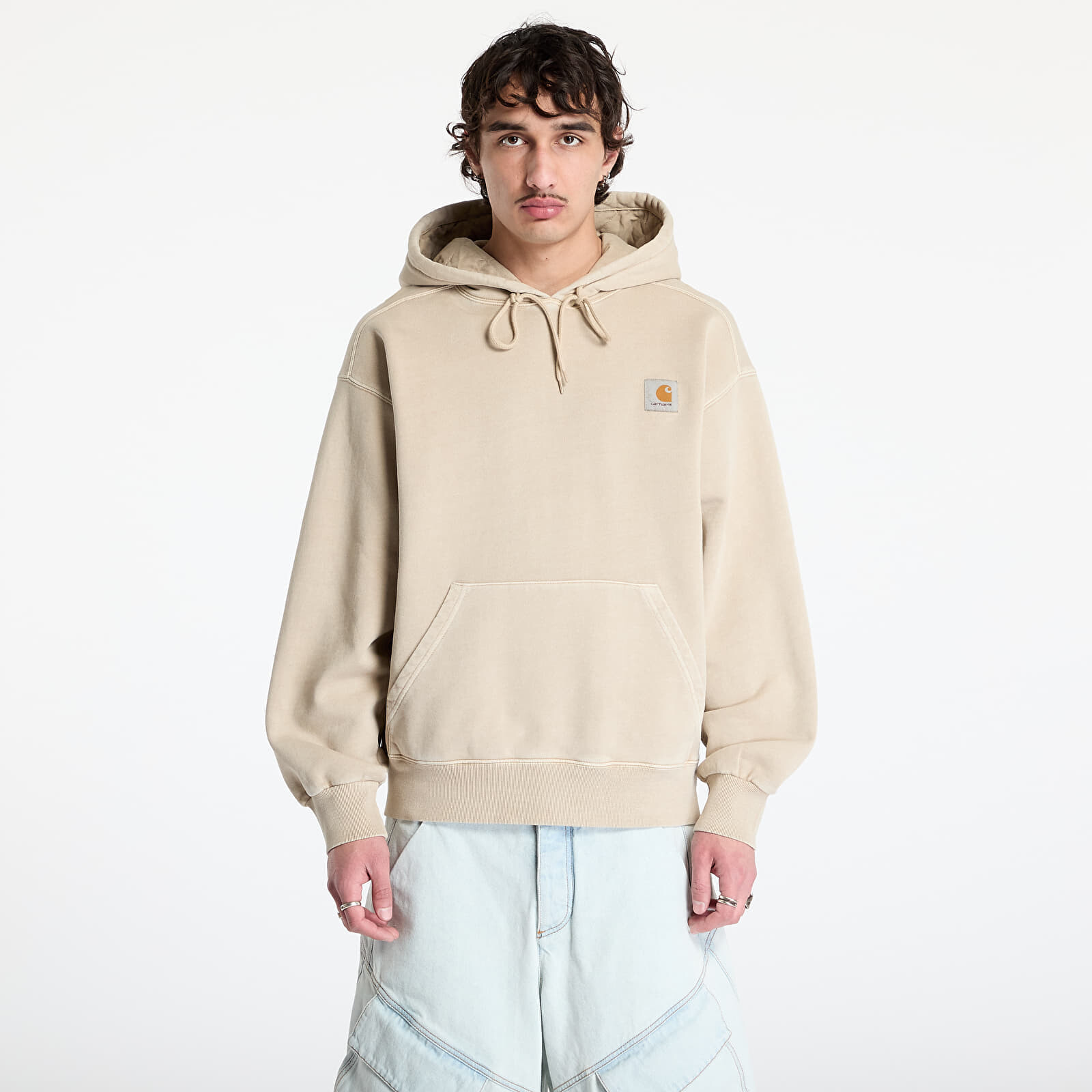 Mikina Carhartt WIP Hooded Nelson Sweat UNISEX Fleur De Sel Garment Dyed XS