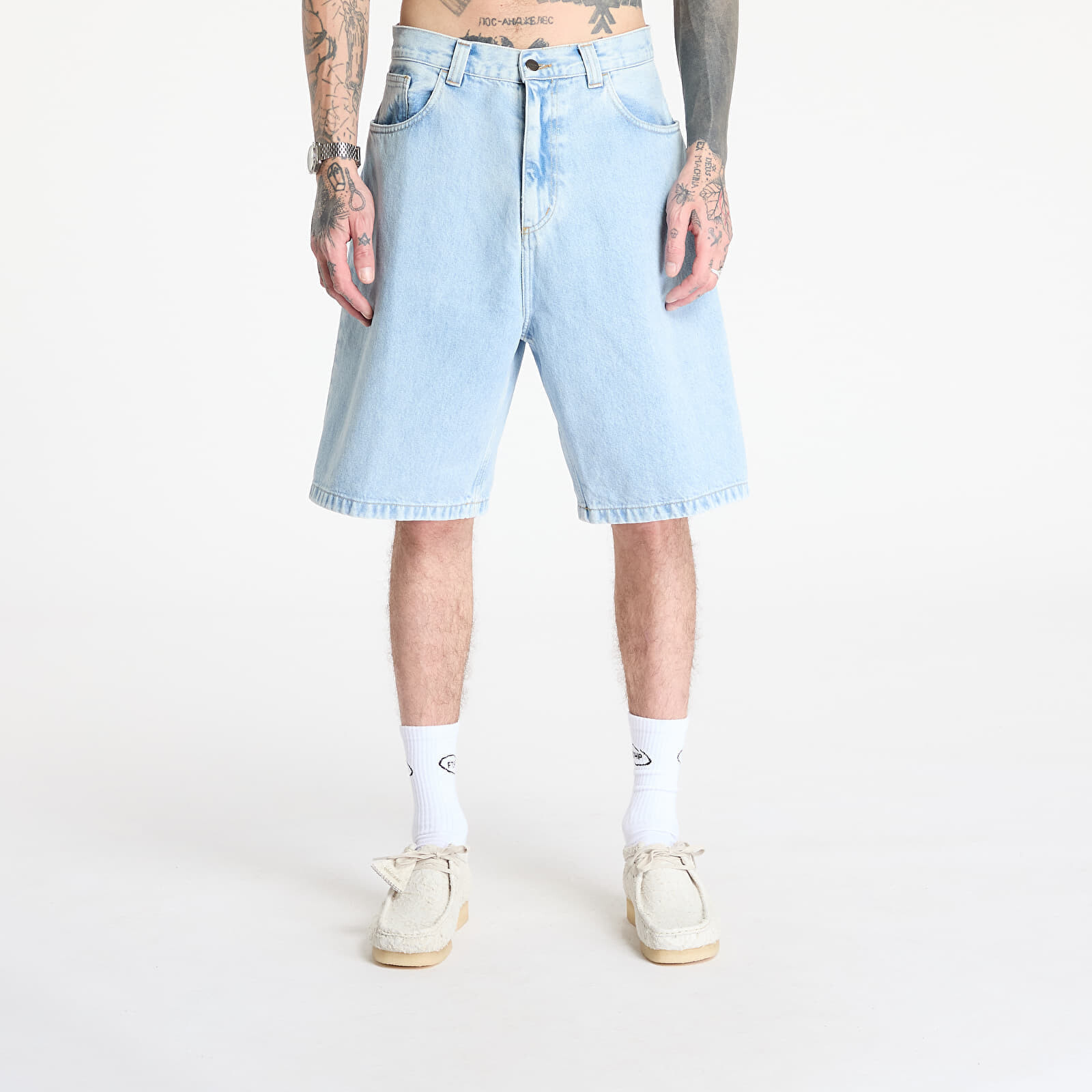 Šortky Carhartt WIP Brandon Short Blue Heavy Stone Bleached XS