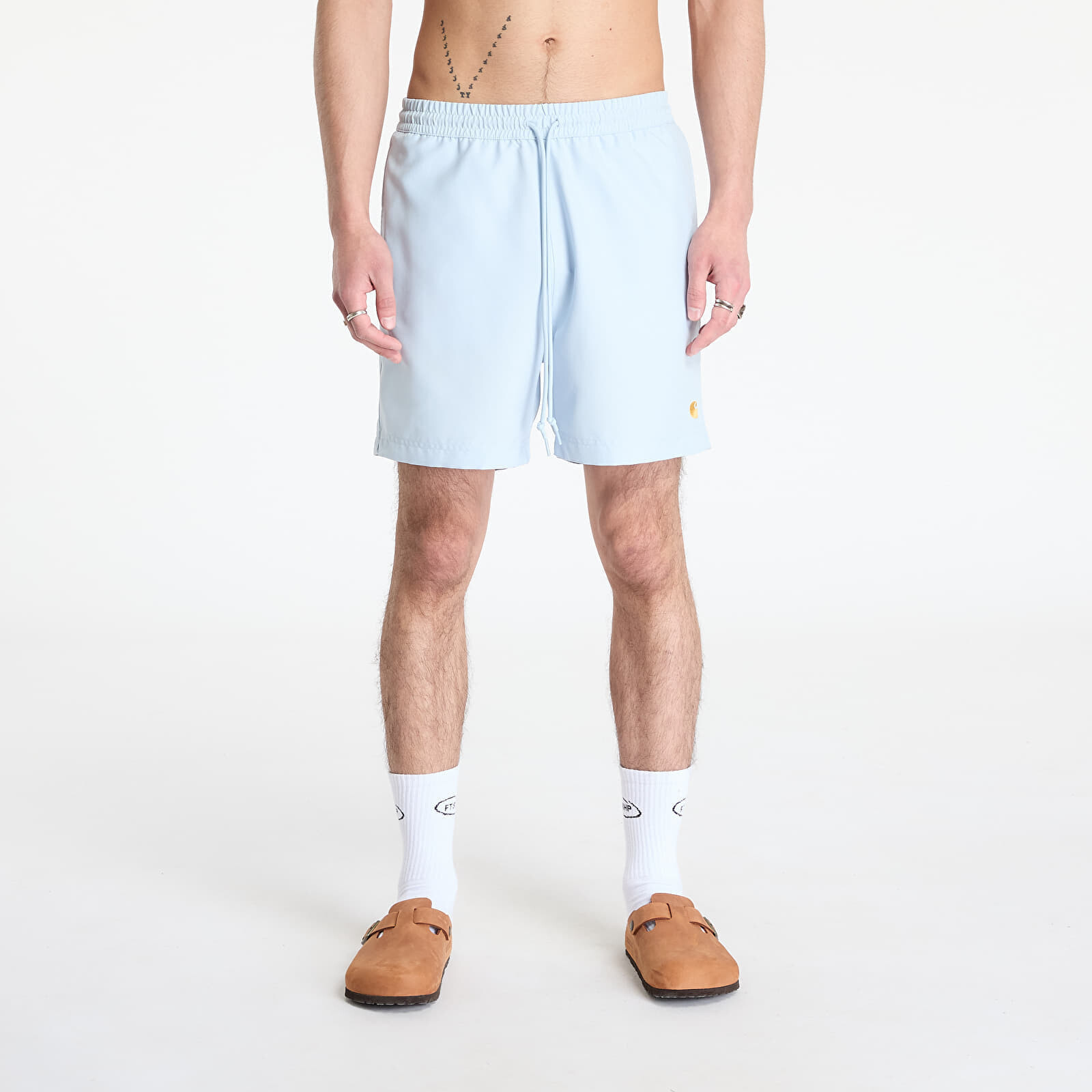 Plavky Carhartt WIP Chase Swim Trunks Air Sky/ Gold L