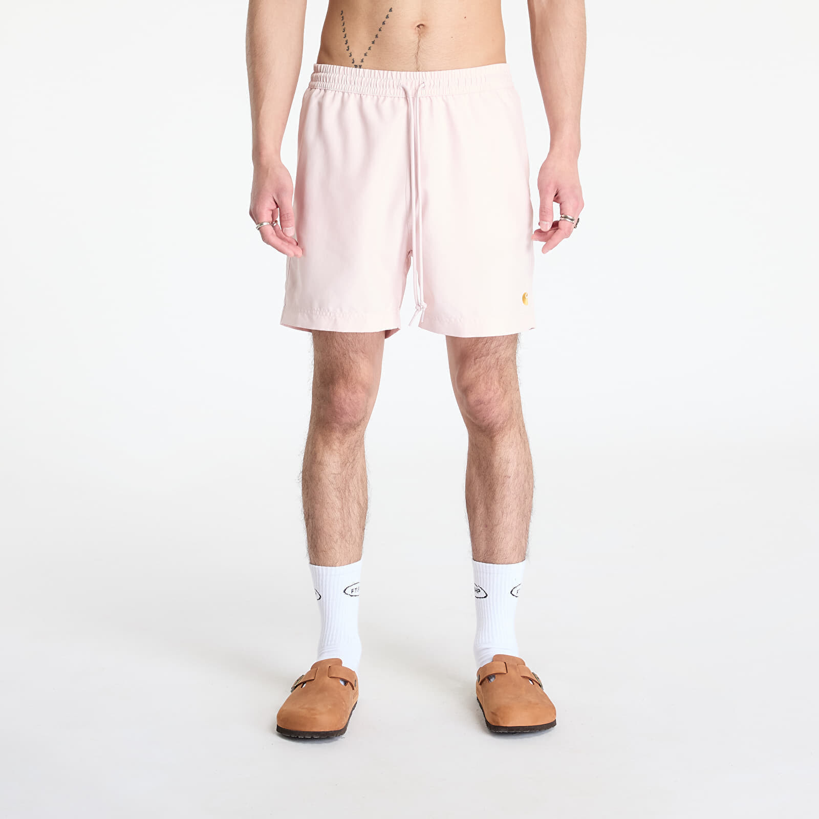 Plavky Carhartt WIP Chase Swim Trunks Air Pink/ Gold XS