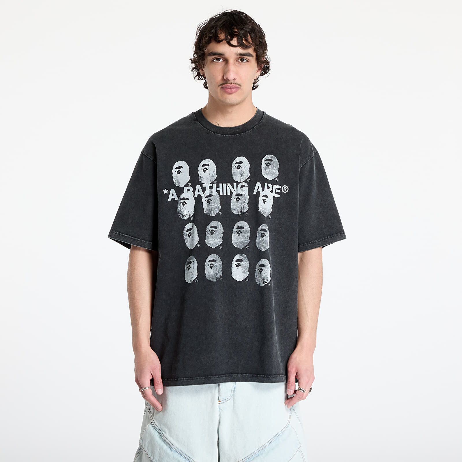 Tričko A BATHING APE Garment Dye Logo Relaxed Fit Tee UNISEX Black M