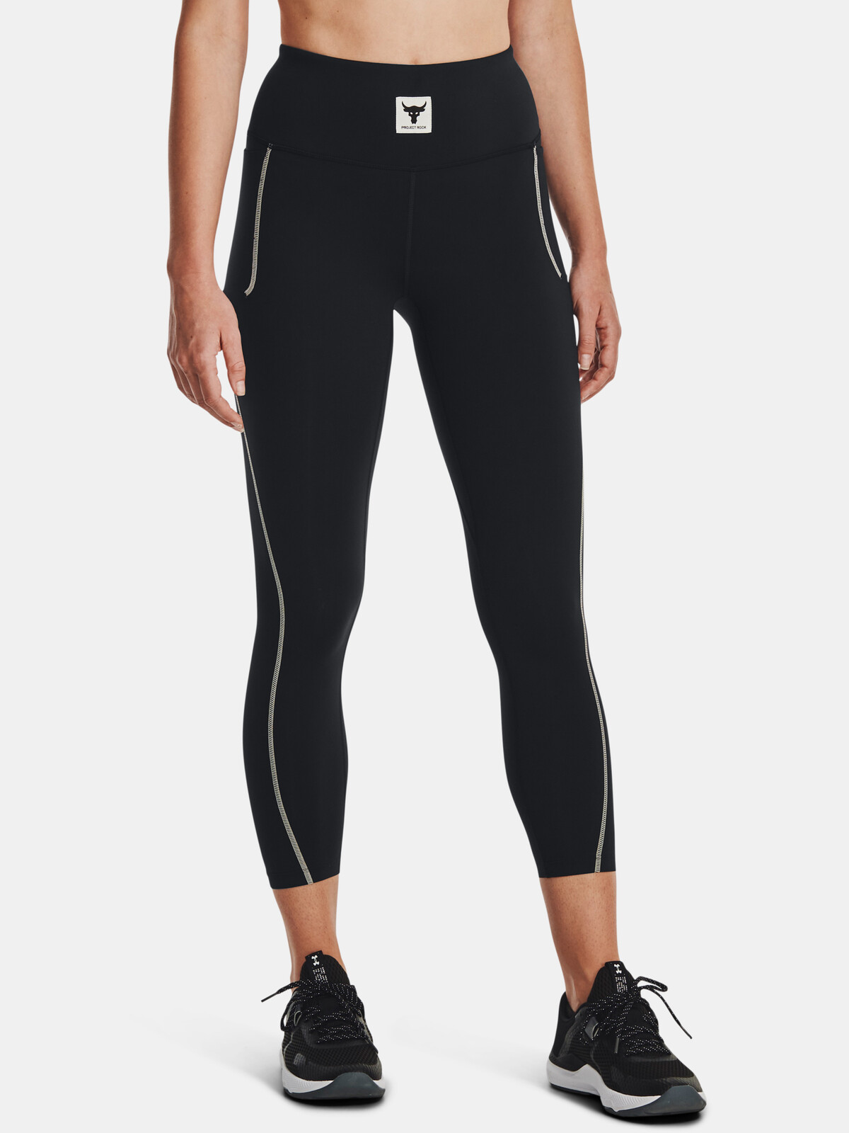 Čierne dámske legíny Under Armour Project Rock Meridian Ankl Lgn