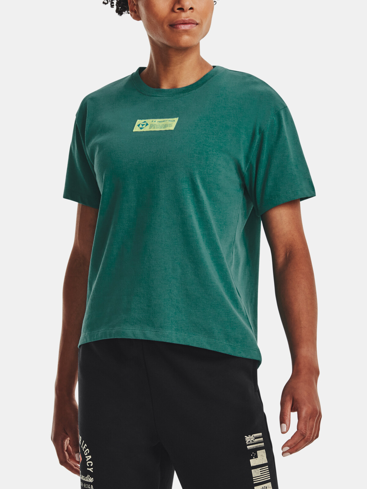 Zelené dámske tričko Under Armour UA PROJECT ROCK GLOBE SS