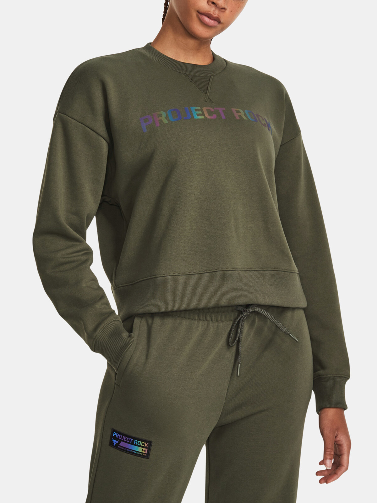 Kaki mikina Under Armour Pjt Rck HW Leg Day Crew