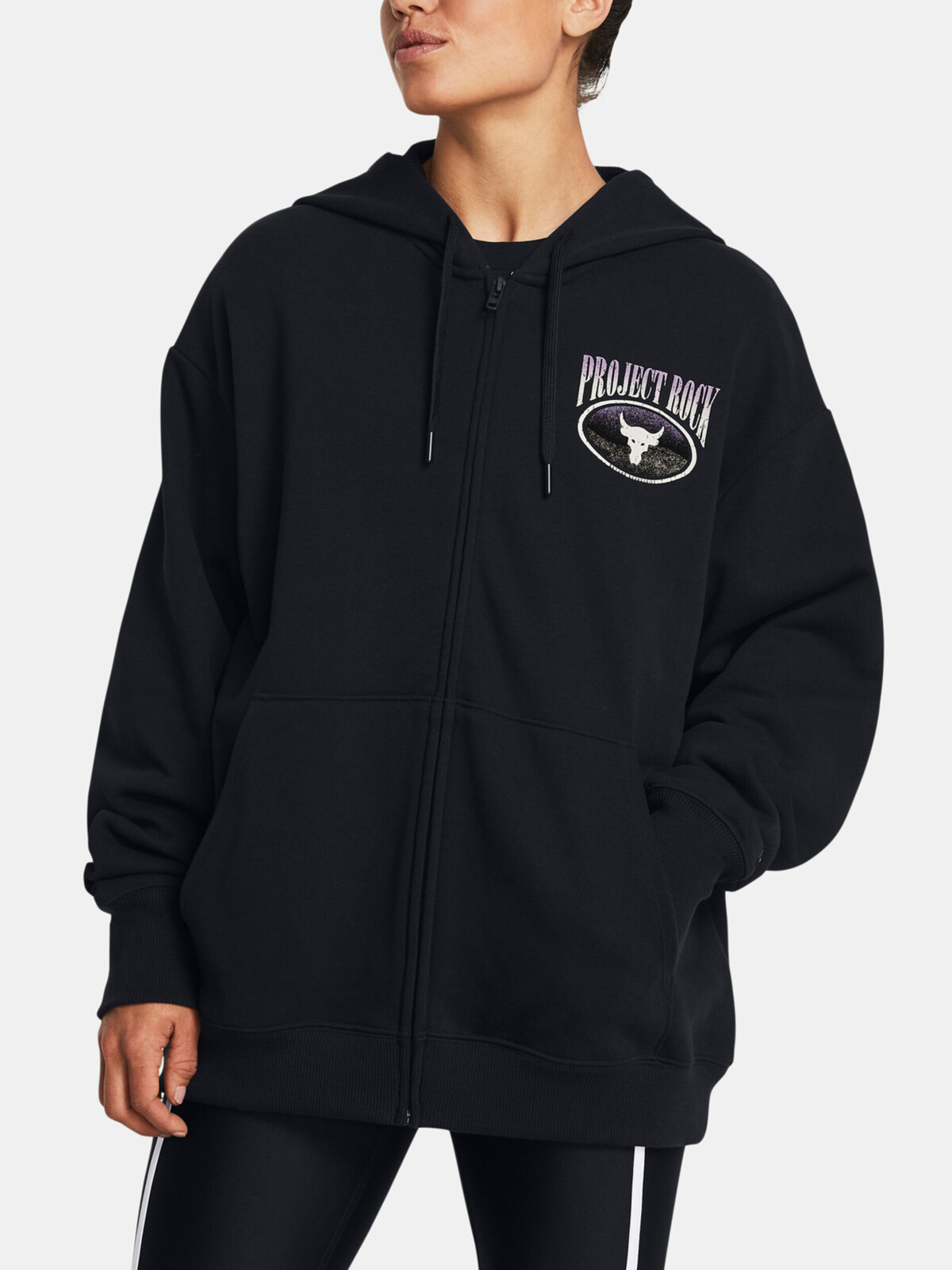 Čierna mikina Under Armour Pjt Rck HW Terry FZ OS Q1