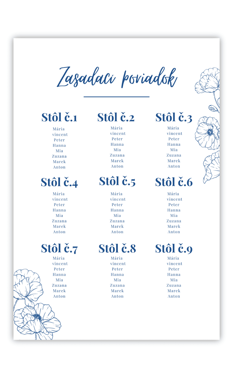 Personal zasadací poriadok - Modrotlač