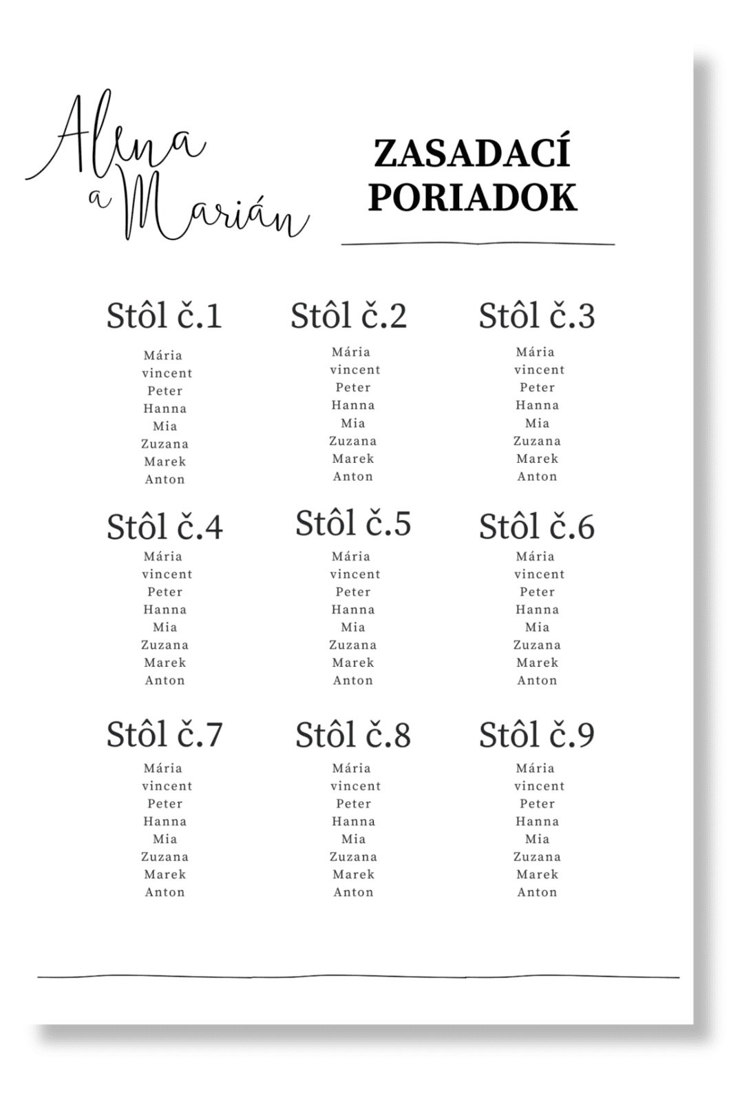 Personal zasadací poriadok - Classic