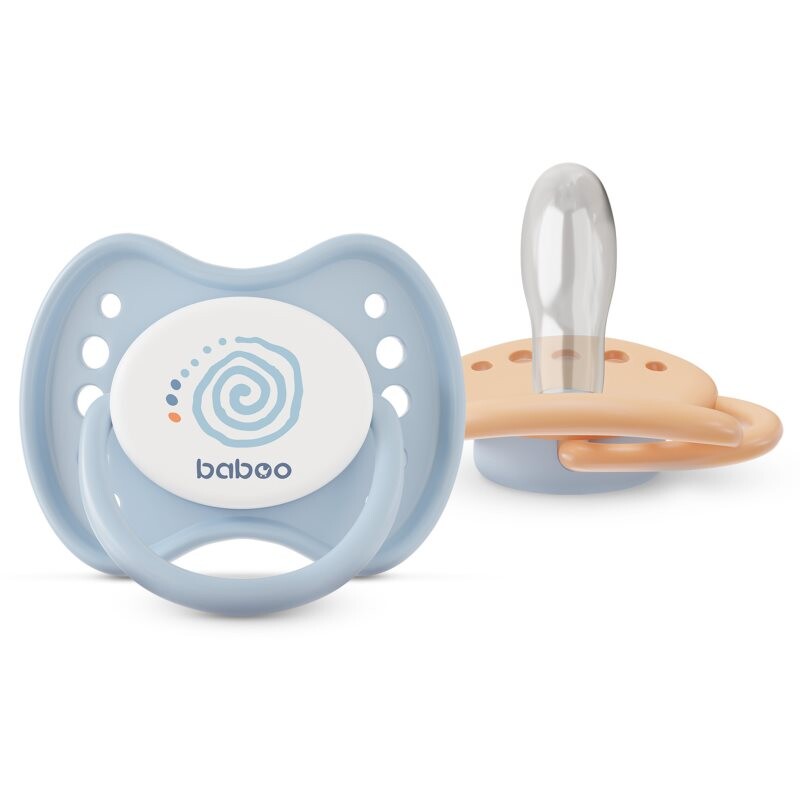 Baboo Soothers Silicone Symmetrical with Case cumlík Blue Haze 6-12 m 2 ks