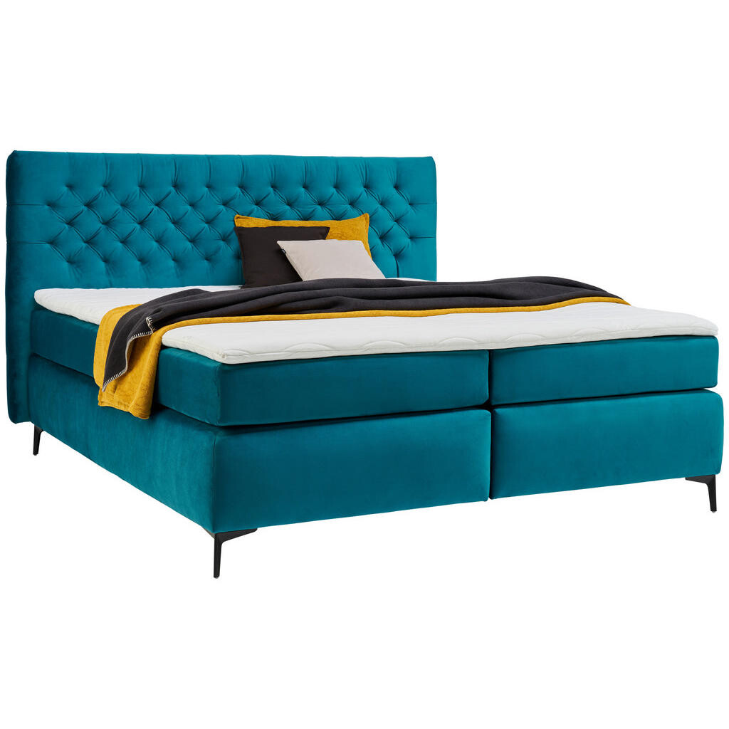 Esposa BOXSPRINGOVÁ POSTEĽ, 160/200 cm, textil, kompozitné drevo, tyrkysová